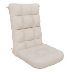19 In. X 47 In. X 4 In. Outdoor Olefin Modern Tufted Adirondack Chair Cushion In Beige