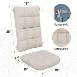 19 In. X 47 In. X 4 In. Outdoor Olefin Modern Tufted Adirondack Chair Cushion In Beige -Jearey adirondack chair cushions aczkd beige 66 1000