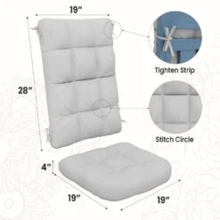 19 In. X 47 In. X 4 In. Outdoor Olefin Modern Tufted Adirondack Chair Cushion In Gray -Jearey adirondack chair cushions aczkd gray 66 1000