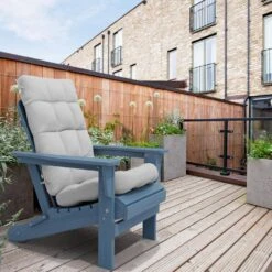 19 In. X 47 In. X 4 In. Outdoor Olefin Modern Tufted Adirondack Chair Cushion In Gray -Jearey adirondack chair cushions aczkd gray c3 1000