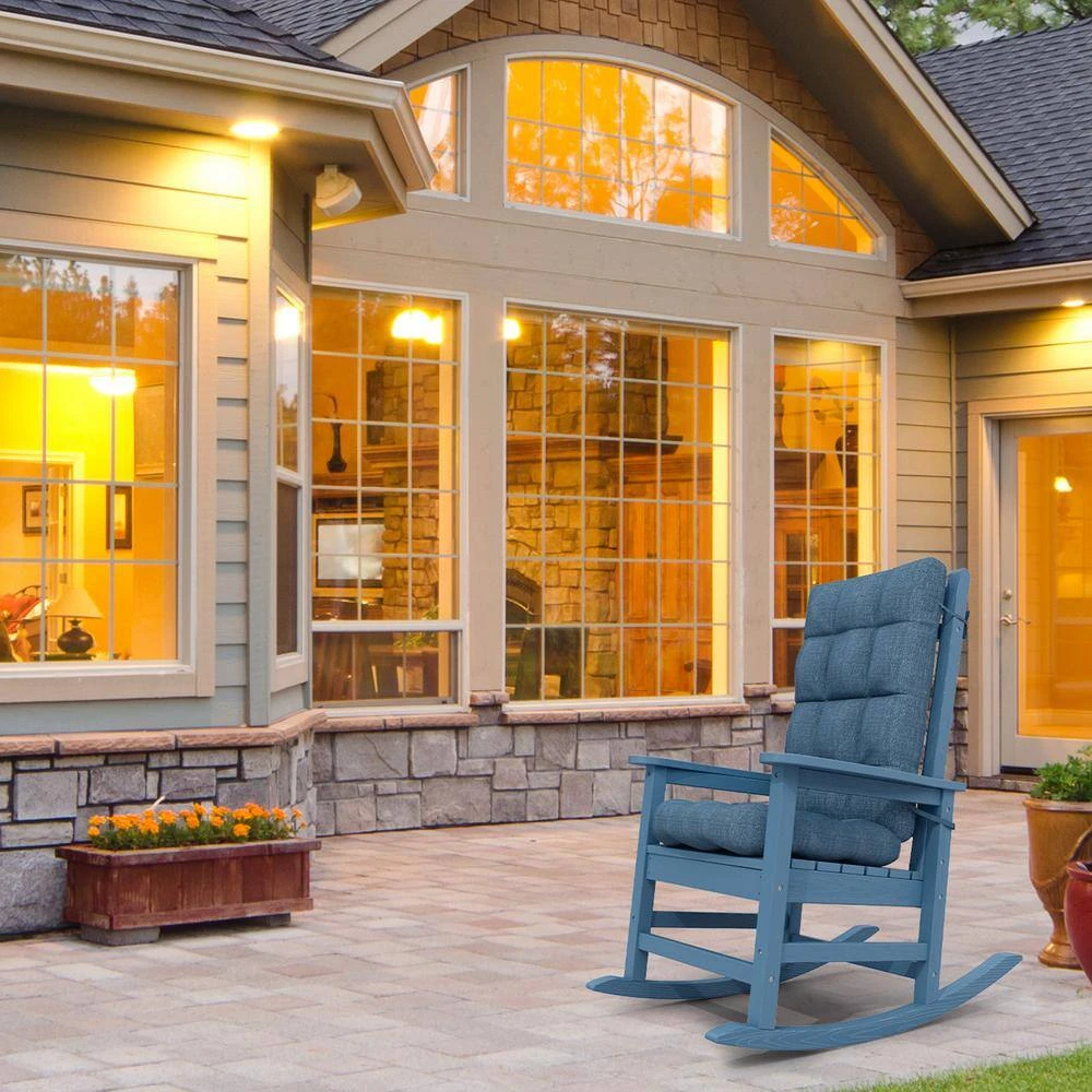 19 In. X 47 In. X 4 In. Outdoor Olefin Modern Tufted Adirondack Chair Cushion In Navy 11 19 In. X 47 In. X 4 In. Outdoor Olefin Modern Tufted Adirondack Chair Cushion In Navy - Image 11