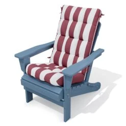 19 In. X 47 In. X 4 In. Outdoor Olefin Modern Tufted Adirondack Chair Cushion In Red And White -Jearey adirondack chair cushions aczkd redwhite 44 1000