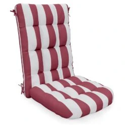 19 In. X 47 In. X 4 In. Outdoor Olefin Modern Tufted Adirondack Chair Cushion In Red And White