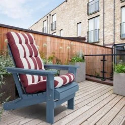 19 In. X 47 In. X 4 In. Outdoor Olefin Modern Tufted Adirondack Chair Cushion In Red And White -Jearey adirondack chair cushions aczkd redwhite c3 1000