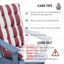 19 In. X 47 In. X 4 In. Outdoor Olefin Modern Tufted Adirondack Chair Cushion In Red And White -Jearey adirondack chair cushions aczkd redwhite d4 1000