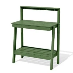 45.5 In. H X 34.8 In. W X 17.7 In. D Avocado Green HDPE Potting Bench Table, Multi-Purpose Plant And Storage Shelf