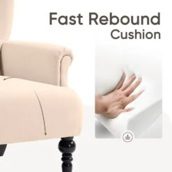 Lola Modern Upholstered Velvet Beige Accent Armchair With Extra Large Back And Wood Leg For Living Room Bedroom 13 Lola Modern Upholstered Velvet Beige Accent Armchair With Extra Large Back And Wood Leg For Living Room Bedroom -Jearey beige jearey accent chairs e011gby beige 1f 1000