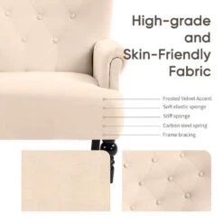 Lola Modern Upholstered Velvet Beige Accent Armchair With Extra Large Back And Wood Leg For Living Room Bedroom 14 Lola Modern Upholstered Velvet Beige Accent Armchair With Extra Large Back And Wood Leg For Living Room Bedroom -Jearey beige jearey accent chairs e011gby beige 44 1000