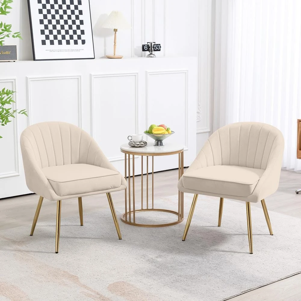 Biscuit Beige Upholstered Outdoor Dining Chair With Tufted Back (Set Of 2) 5 Biscuit Beige Upholstered Outdoor Dining Chair With Tufted Back (Set Of 2) - Image 5