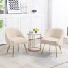 Biscuit Beige Upholstered Outdoor Dining Chair With Tufted Back (Set Of 2)