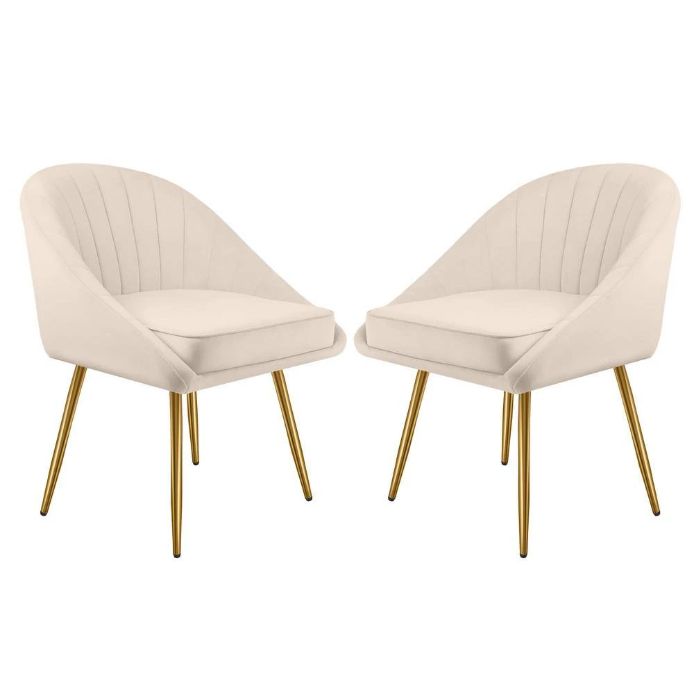 Biscuit Beige Upholstered Outdoor Dining Chair With Tufted Back (Set Of 2) 3 Biscuit Beige Upholstered Outdoor Dining Chair With Tufted Back (Set Of 2) - Image 3