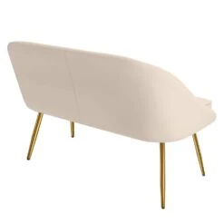 Modern 48 In. Golden Base Velvet Tufted 2-Seats Beige Loveseat Sofa For Living Room Furniture Sets -Jearey beige jearey loveseats e15sry hd bg 44 1000