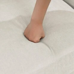 Sanfe 57 In. Beige Solid Fabric 2-Seat Loveseat With Nailhead -Jearey beige jearey loveseats sfrm 2 beige 44 1000