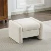 Beige Chenille Wood Comfort Outdoor Ottoman For Couch
