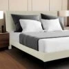 Alex Beige Queen Upholstered Platform Bed Frame With Headboard