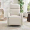 Chenille Beige 3-Position Swivel Power Nursery Recliner With USB And Induction Light Strip For Living Room