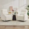 Chenille Beige 3-Position Swivel Power Nursery Recliner With USB And Induction Light Strip For Living Room (Set Of 2)