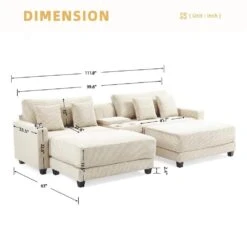 Laibai 111.81 In. Square Arm 4-Piece Velvet Modular Sectional Sofa In Beige With Cup Holder And Ottoman 11 Laibai 111.81 In. Square Arm 4-Piece Velvet Modular Sectional Sofa In Beige With Cup Holder And Ottoman -Jearey beige jearey sectional sofas dxrabcd beige 4f 1000