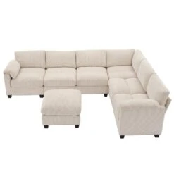 115 In. Corduroy Modular L-Shaped Beige 7-Seat Sectional Sofa For Living Room And Spacious Space 9 115 In. Corduroy Modular L-Shaped Beige 7-Seat Sectional Sofa For Living Room And Spacious Space -Jearey beige jearey sectional sofas dxrzjsf7 beige 4f 1000