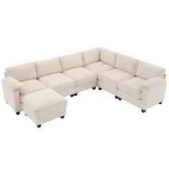 115 In. Corduroy Modular L-Shaped Beige 7-Seat Sectional Sofa For Living Room And Spacious Space 8 115 In. Corduroy Modular L-Shaped Beige 7-Seat Sectional Sofa For Living Room And Spacious Space -Jearey beige jearey sectional sofas dxrzjsf7 beige c3 1000