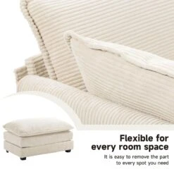 147 In. W 6-Piece Modern Fabric Sectional Sofa With Ottoman In Beige -Jearey beige jearey sectional sofas e46sf 4 bg fa 1000