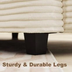 154 In. Corduroy Modular Rectangular Shaped Beige 4 Seat Sectional Sofa For Living Room And Spacious Space -Jearey beige jearey sectional sofas lydtr 4 beige 76 1000