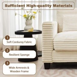 154 In. Corduroy Modular Rectangular Shaped Beige 4 Seat Sectional Sofa For Living Room And Spacious Space -Jearey beige jearey sectional sofas lydtr 4 beige fa 1000