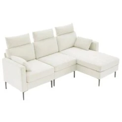 89 In. Square Arm Fabric L Shape Sectional Sofa With Chaise Lounge And Pillow In Beige 13 89 In. Square Arm Fabric L Shape Sectional Sofa With Chaise Lounge And Pillow In Beige -Jearey beige jearey sofas couches xne 1 beige 4f 1000