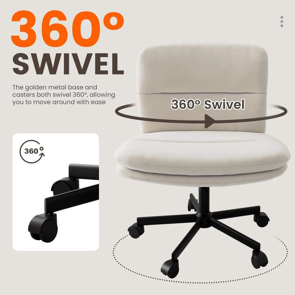 Peel Contemporary Faux Leather Swivel Ergonomic Task Office Chair In Beige With Enlarged Seat Width 5 Peel Contemporary Faux Leather Swivel Ergonomic Task Office Chair In Beige With Enlarged Seat Width - Image 5
