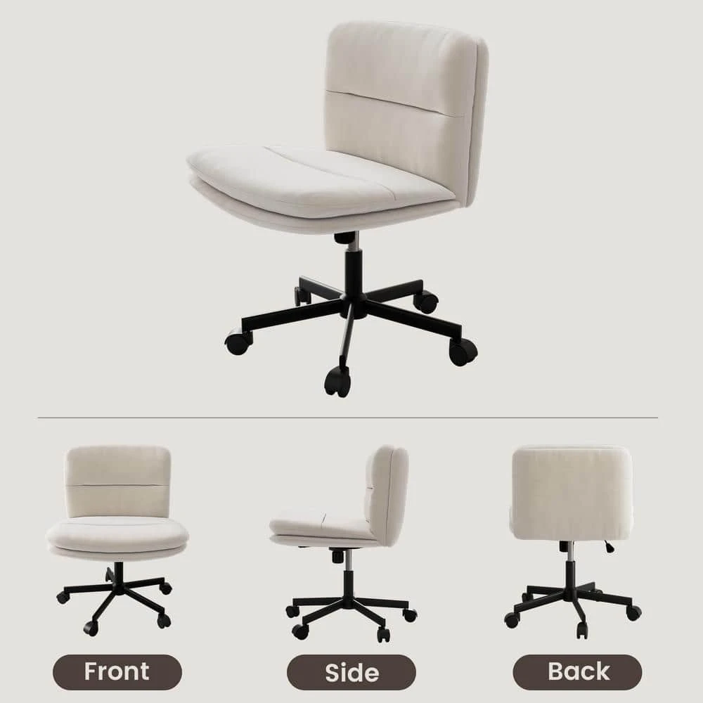 Peel Contemporary Faux Leather Swivel Ergonomic Task Office Chair In Beige With Enlarged Seat Width 2 Peel Contemporary Faux Leather Swivel Ergonomic Task Office Chair In Beige With Enlarged Seat Width - Image 2