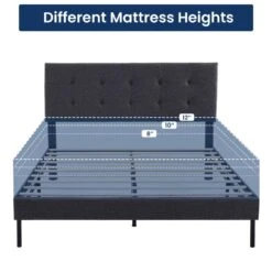 Alex Black And Grey Twin Upholstered Platform Bed Frame With Headboard -Jearey black and grey jearey platform beds e111cj twin black and grey c3 1000