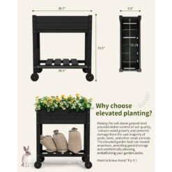 HDPE 28.3 In. X 10 In. X 9.5 In. Outdoor Plastic Raised Garden Bed In Black 13 HDPE 28.3 In. X 10 In. X 9.5 In. Outdoor Plastic Raised Garden Bed In Black -Jearey black elevated garden beds pehj hd bk 44 1000