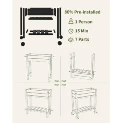 HDPE 28.3 In. X 10 In. X 9.5 In. Outdoor Plastic Raised Garden Bed In Black 14 HDPE 28.3 In. X 10 In. X 9.5 In. Outdoor Plastic Raised Garden Bed In Black -Jearey black elevated garden beds pehj hd bk fa 1000