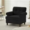 Modern Black Chenille Upholstered Nailhead Trim Accent Arm Chair For Living Room