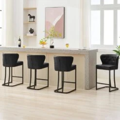 Star Stackable Plastic Black Outdoor Bar Stool (set Of 2) -Jearey black jearey bar stools xq24 black 4f 1000