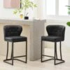 Star Stackable Plastic Black Outdoor Bar Stool (set Of 2)