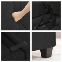 Modern 64.6 In Black Chenille Storage Loveseat With Cup Holder And Ottoman For Living -Jearey black jearey loveseats xnecw 2 black 4f 1000