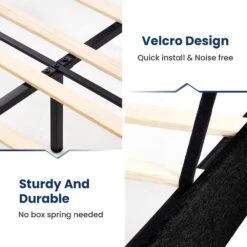 Alex Black Full Upholstered Platform Bed Frame With Headboard -Jearey black jearey platform beds e111cj full black 4f 1000