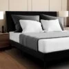 Alex Black Full Upholstered Platform Bed Frame With Headboard