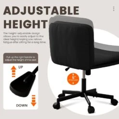 Peel Contemporary Faux Leather Swivel Ergonomic Task Chair Office In Black With Enlarged Seat Width -Jearey black jearey task chairs pepu black c3 1000