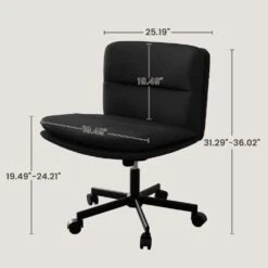 Contemporary Black Task Chair Office Swivel Ergonomic Upholstered Chair With Enlarged Seat Width -Jearey black jearey task chairs ykcw black 66 1000