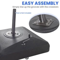 310 Lbs. Fillable Plastic Free Standing Patio Umbrella Base With Wheels In Black -Jearey black patio umbrella stands 120l dz 40 1000