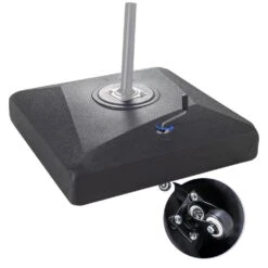 310 Lbs. Fillable Plastic Free Standing Patio Umbrella Base With Wheels In Black