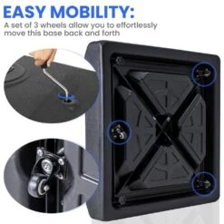 310 Lbs. Fillable Plastic Free Standing Patio Umbrella Base With Wheels In Black -Jearey black patio umbrella stands 120l dz 66 1000