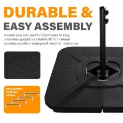 4-Piece 230 Lbs. Capacity Plastic Free Standing Patio Umbrella Base In Black -Jearey black patio umbrella stands dz u4 4f 1000