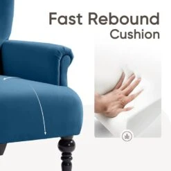 Lola Modern Upholstered Velvet Blue Accent Armchair With Extra Large Back And Wood Leg For Living Room Bedroom 13 Lola Modern Upholstered Velvet Blue Accent Armchair With Extra Large Back And Wood Leg For Living Room Bedroom -Jearey blue jearey accent chairs e011gby blue 1f 1000