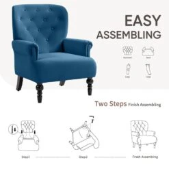 Lola Modern Upholstered Velvet Blue Accent Armchair With Extra Large Back And Wood Leg For Living Room Bedroom 15 Lola Modern Upholstered Velvet Blue Accent Armchair With Extra Large Back And Wood Leg For Living Room Bedroom -Jearey blue jearey accent chairs e011gby blue 31 1000