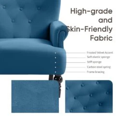 Lola Modern Upholstered Velvet Blue Accent Armchair With Extra Large Back And Wood Leg For Living Room Bedroom 14 Lola Modern Upholstered Velvet Blue Accent Armchair With Extra Large Back And Wood Leg For Living Room Bedroom -Jearey blue jearey accent chairs e011gby blue 44 1000