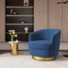Nancy Modern 360° Swivel Blue Non-falling Velvet Fabric Barrel Accent Armchair For Bedroom Or Living Room