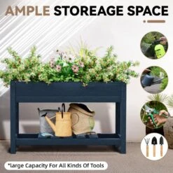 45 In. X 18 In. X 29 In. Outdoor Plastic Raised Garden Bed In Blue 10 45 In. X 18 In. X 29 In. Outdoor Plastic Raised Garden Bed In Blue -Jearey blue jearey elevated garden beds tphj blue 1f 1000